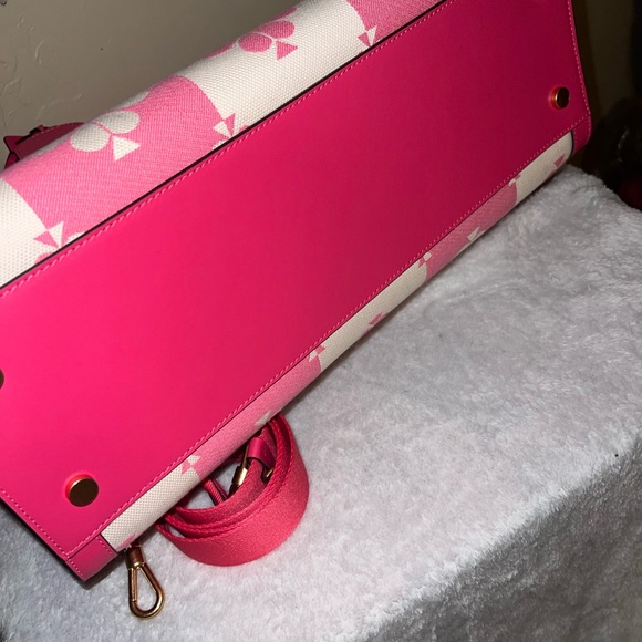 Kate Spade XL flower jacquard pink canvas tote - Picture 8 of 12